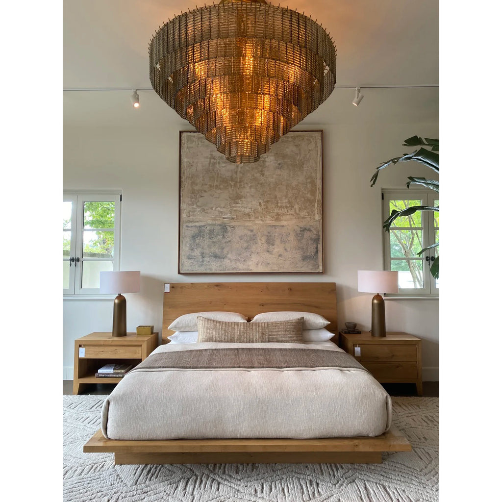 52 Inch Ribbed Smoked Glass Tiered Chandelier - Sirene