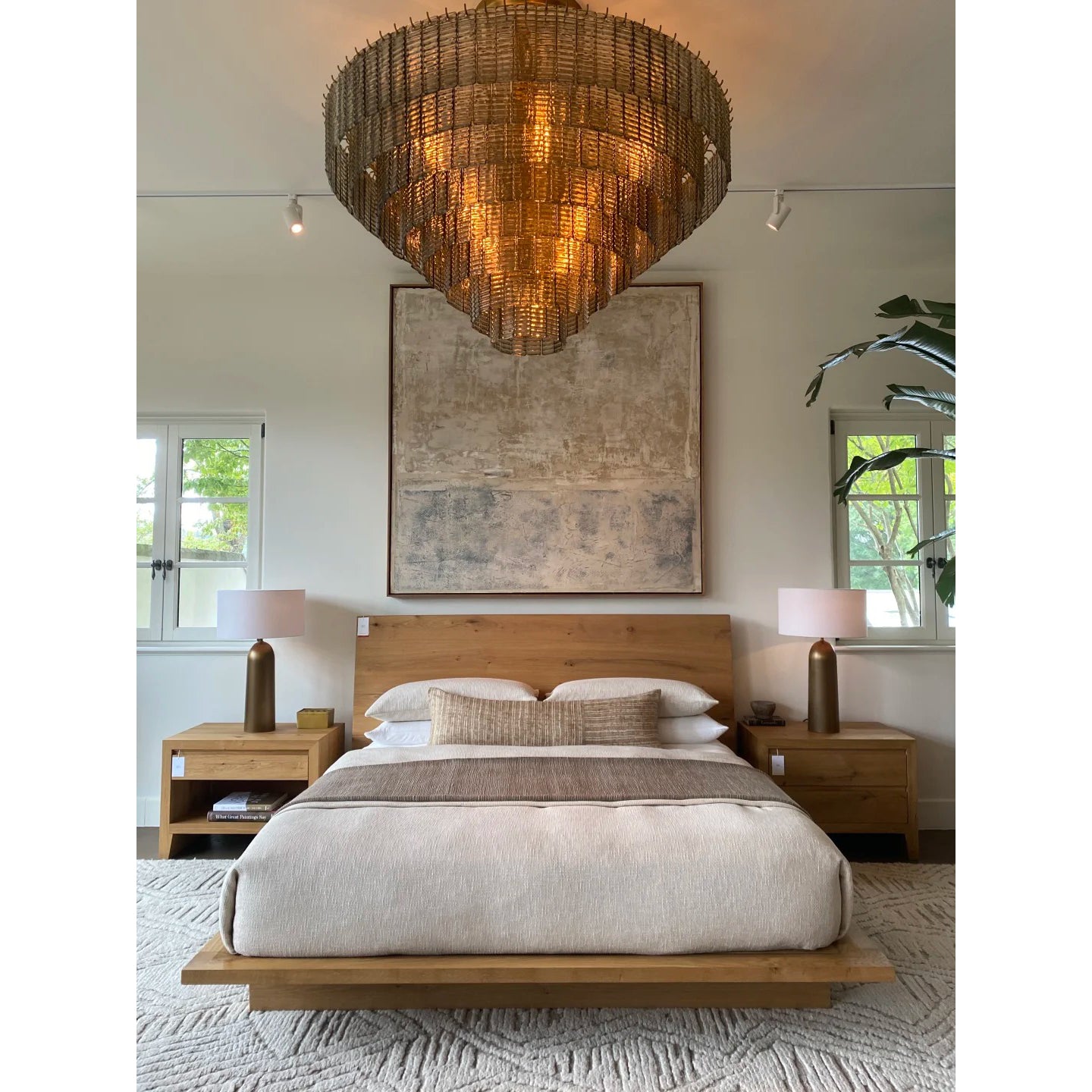 52 Inch Ribbed Smoked Glass Tiered Chandelier - Sirene