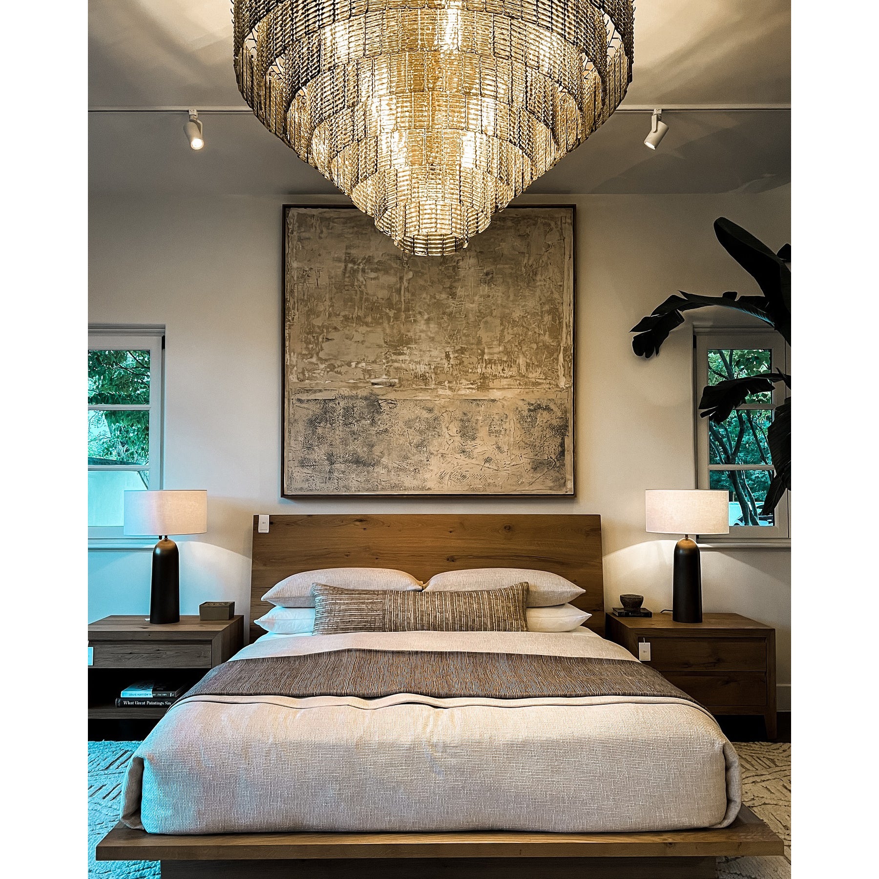 52 Inch Ribbed Smoked Glass Tiered Chandelier - Sirene