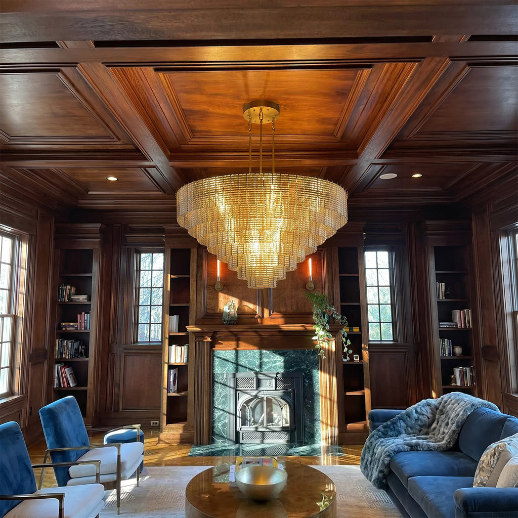 52 Inch Ribbed Smoked Glass Tiered Chandelier - Sirene