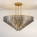 64 Inch Ribbed Smoked Glass Tiered Chandelier - Sirene