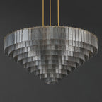 64 Inch Ribbed Smoked Glass Tiered Chandelier - Sirene