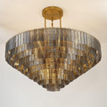 64 Inch Ribbed Smoked Glass Tiered Chandelier - Sirene