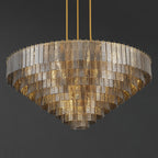 64 Inch Ribbed Smoked Glass Tiered Chandelier - Sirene