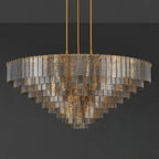 64 Inch Ribbed Smoked Glass Tiered Chandelier - Sirene