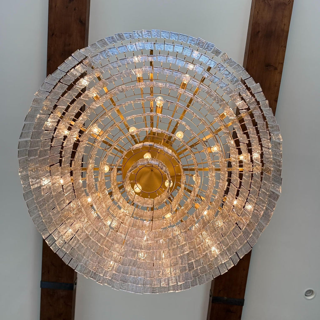 64 Inch Ribbed Smoked Glass Tiered Chandelier - Sirene