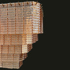 59 Inch Ribbed Amber Glass Rectangular Chandelier - Sirene
