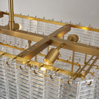 59 Inch Ribbed Clear Glass Rectangular Chandelier - Sirene