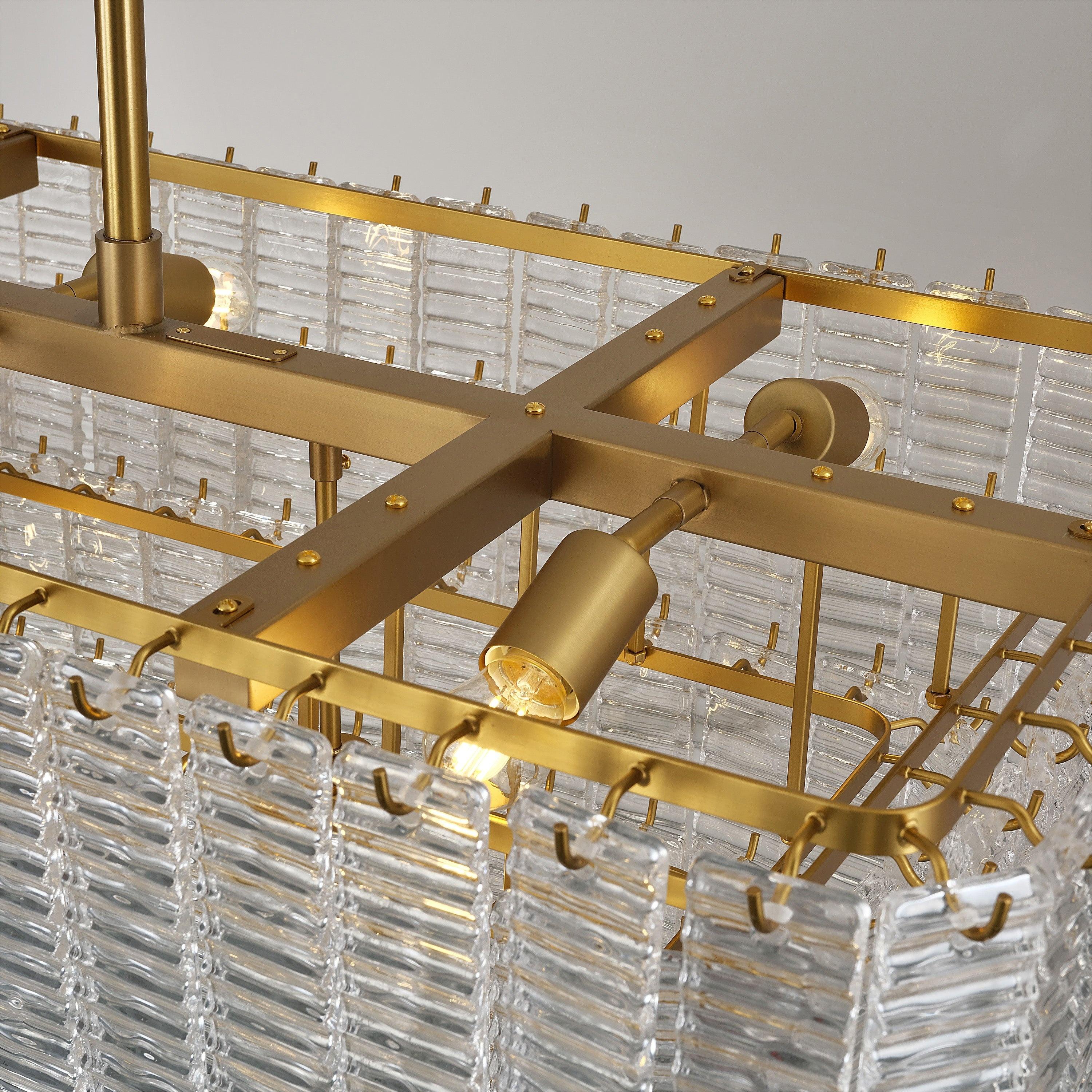 59 Inch Ribbed Clear Glass Rectangular Chandelier - Sirene