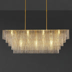 59 Inch Ribbed Clear Glass Rectangular Chandelier - Sirene