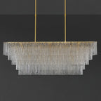 59 Inch Ribbed Clear Glass Rectangular Chandelier - Sirene