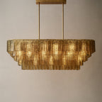 59 Inch Ribbed Smoked Glass Rectangular Chandelier - Sirene
