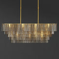 59 Inch Ribbed Smoked Glass Rectangular Chandelier - Sirene