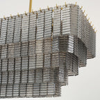 59 Inch Ribbed Smoked Glass Rectangular Chandelier - Sirene