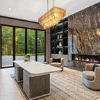 59 Inch Ribbed Smoked Glass Rectangular Chandelier - Sirene