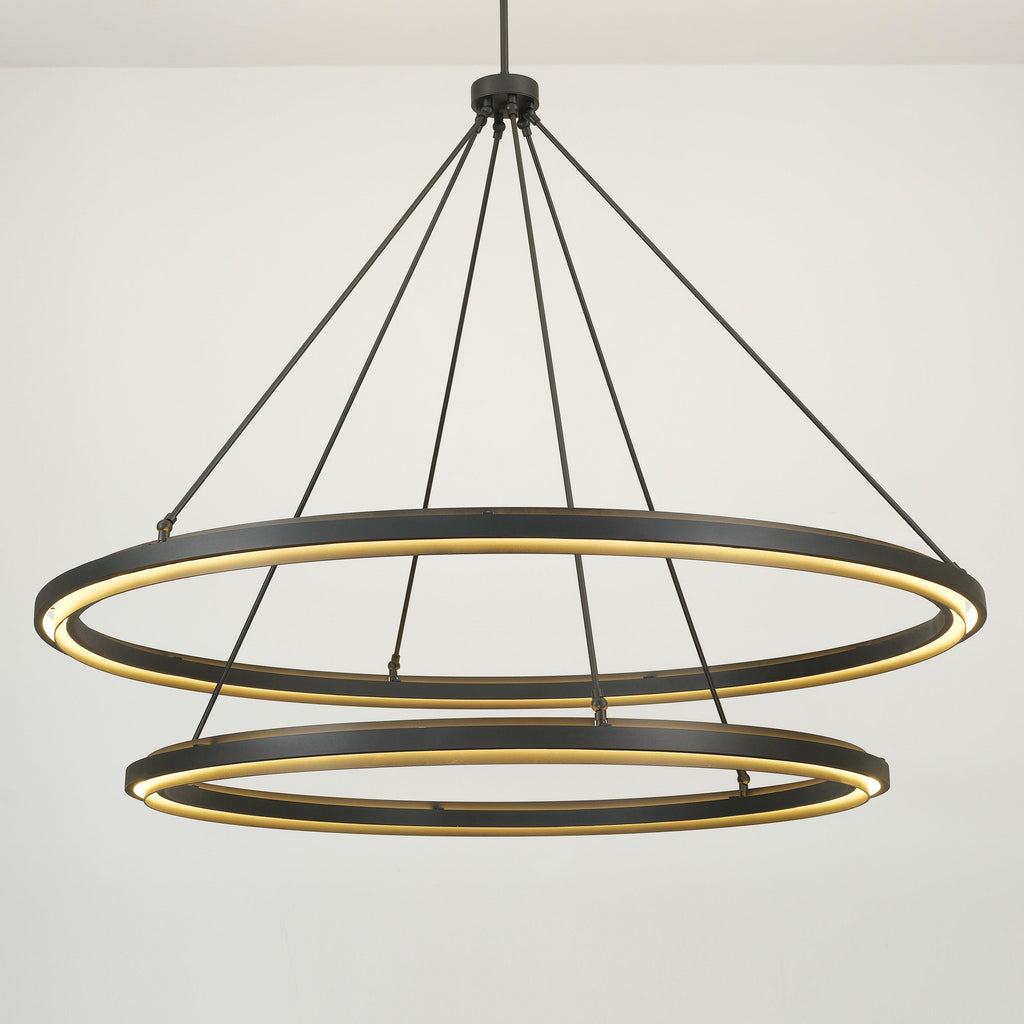 60 Inch Forged Iron Two-Tier Ring LED Chandelier - Peralta