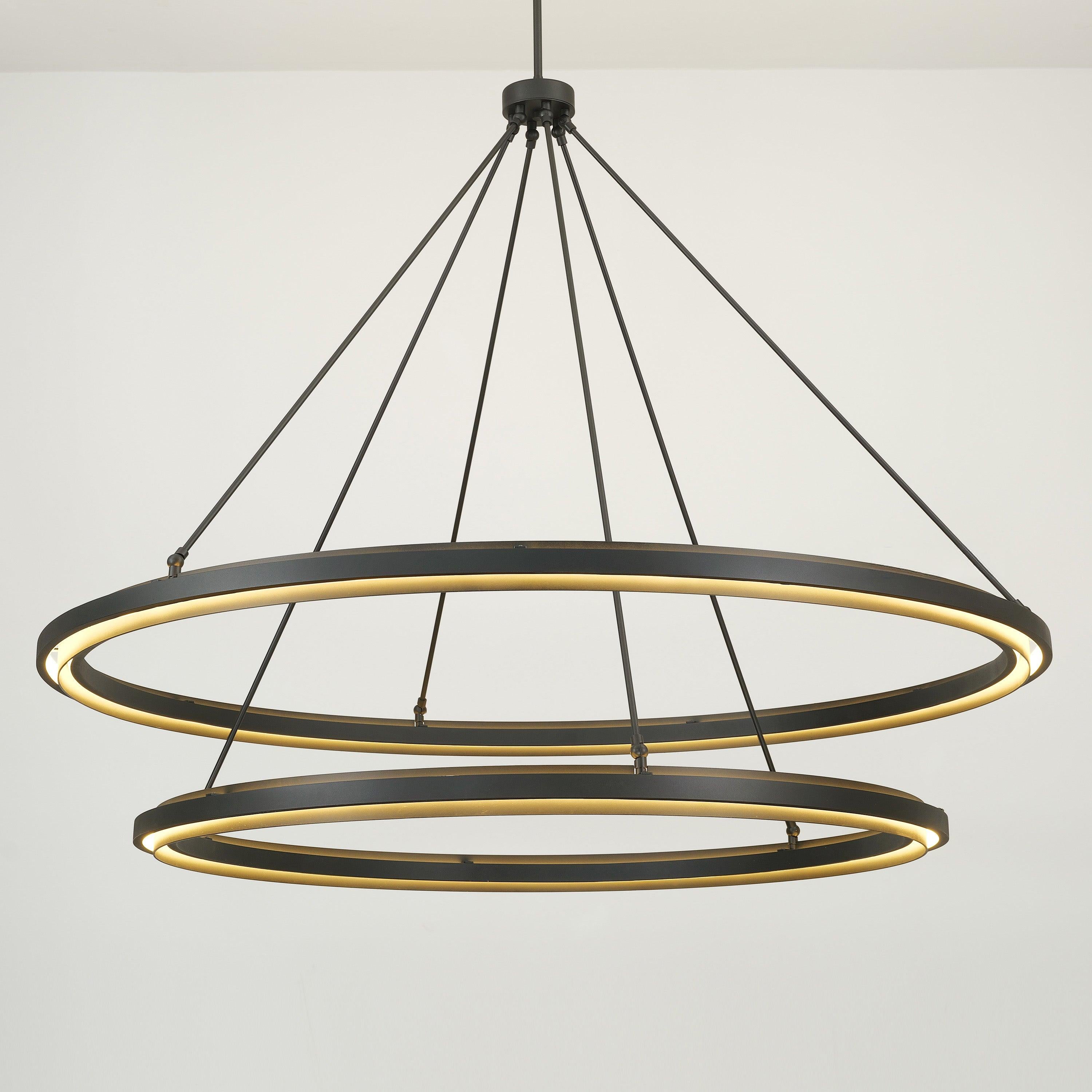 60 Inch Forged Iron Two-Tier Ring LED Chandelier - Peralta