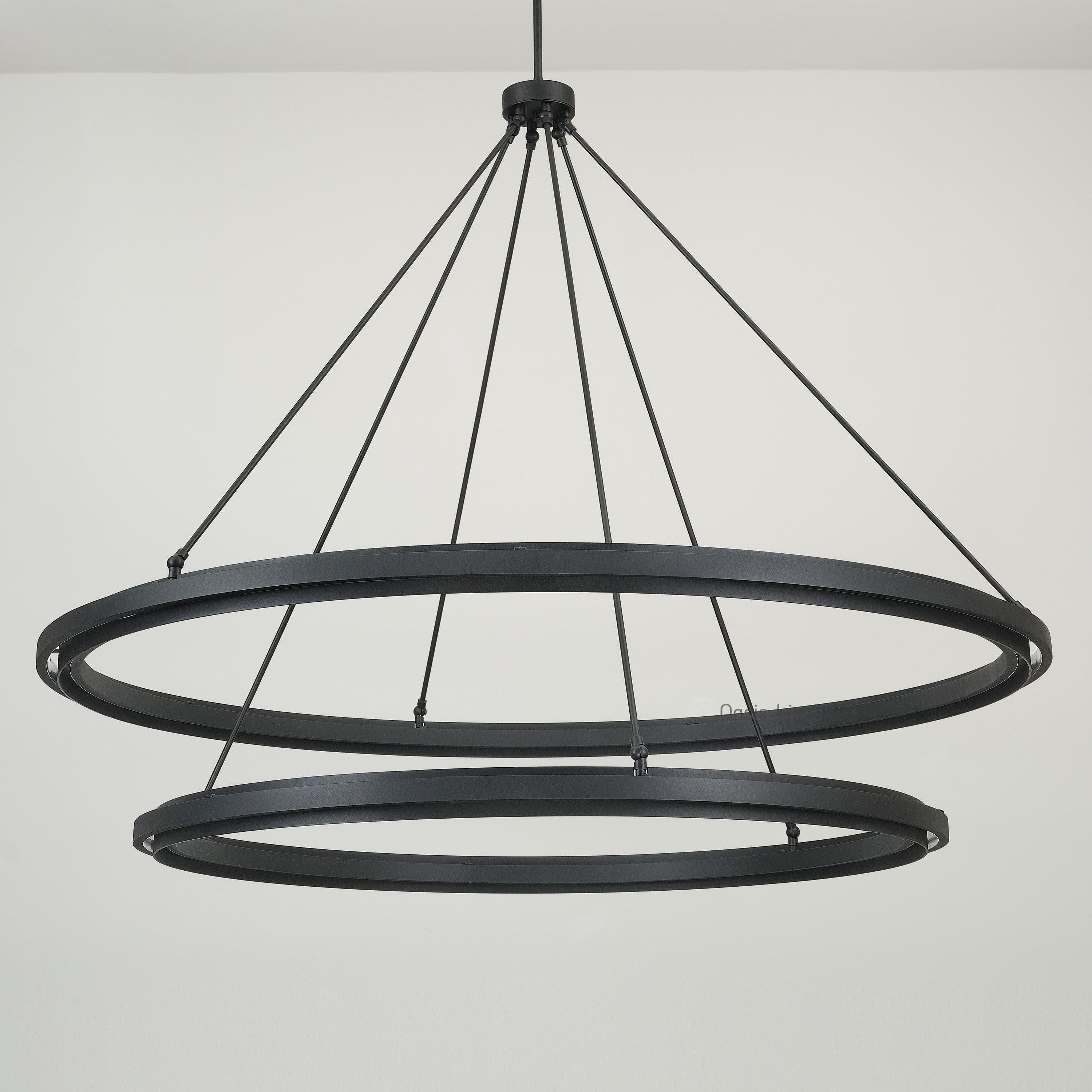 60 Inch Forged Iron Two-Tier Ring LED Chandelier - Peralta