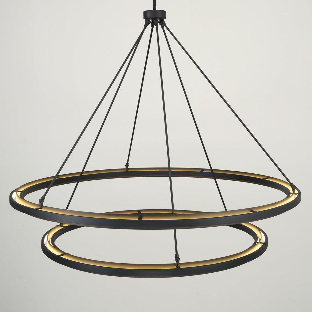 60 Inch Forged Iron Two-Tier Ring LED Chandelier - Peralta