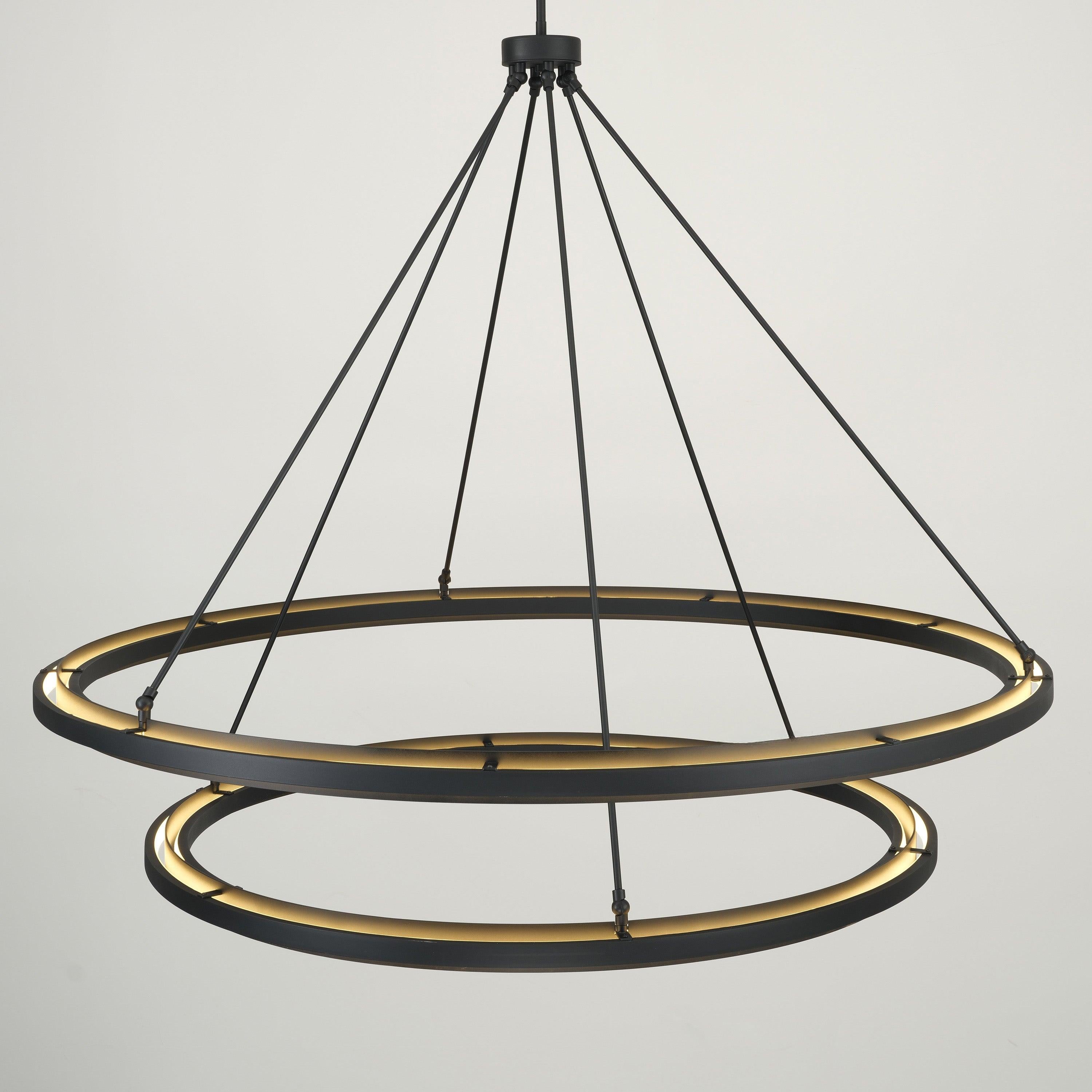 60 Inch Forged Iron Two-Tier Ring LED Chandelier - Peralta