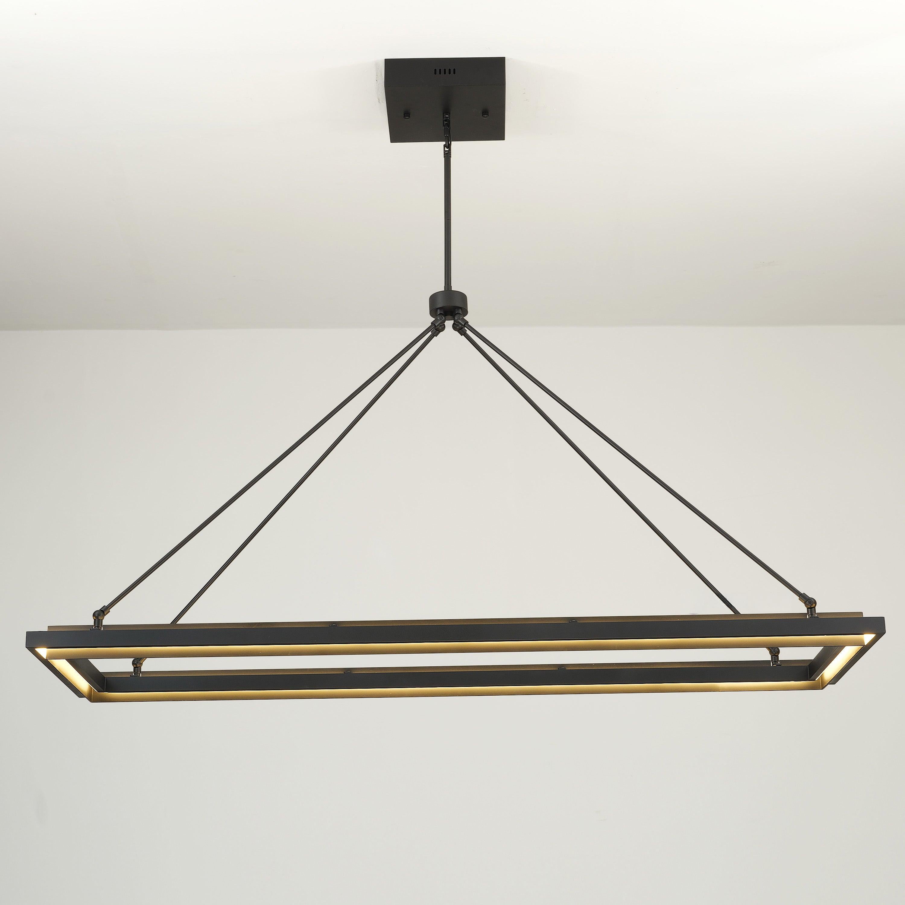 62 Inch Forged Iron Rectangular LED Chandelier - Peralta
