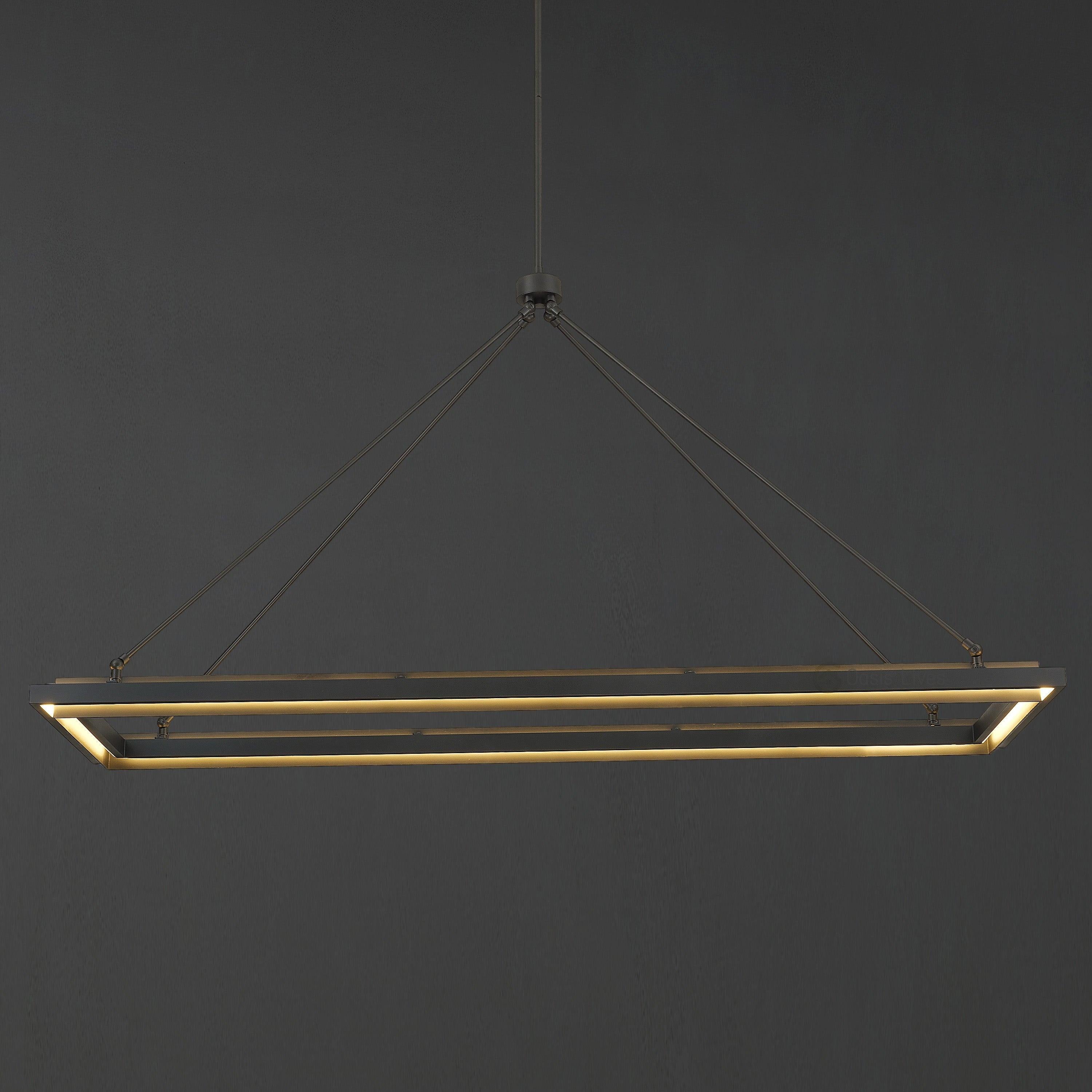 62 Inch Forged Iron Rectangular LED Chandelier - Peralta