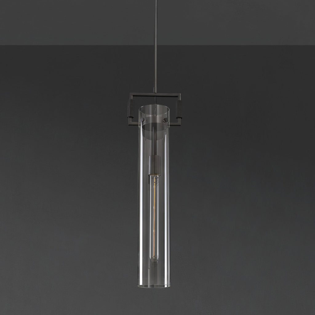 7 Inch Clear Glass Cylinder Pendant Light - Machinist