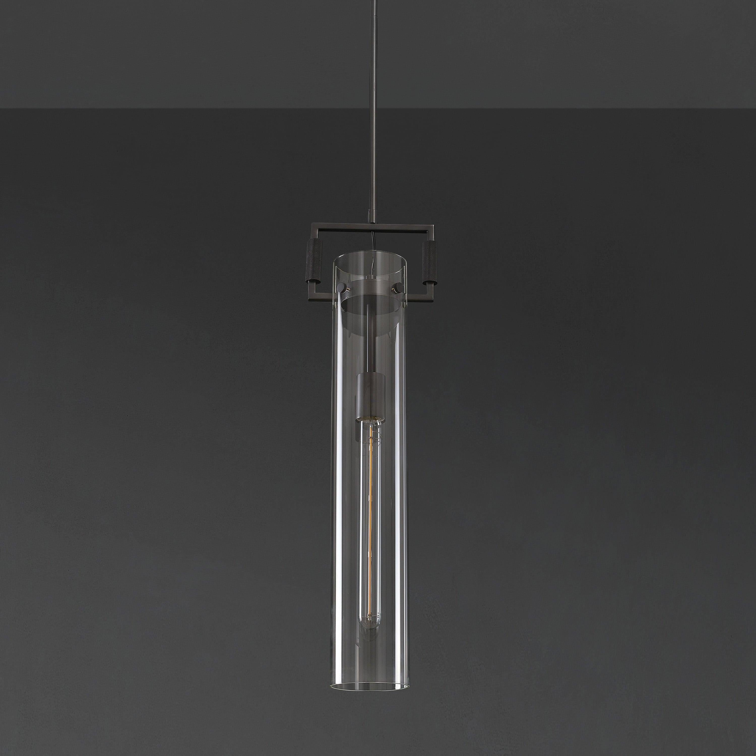 7 Inch Clear Glass Cylinder Pendant Light - Machinist