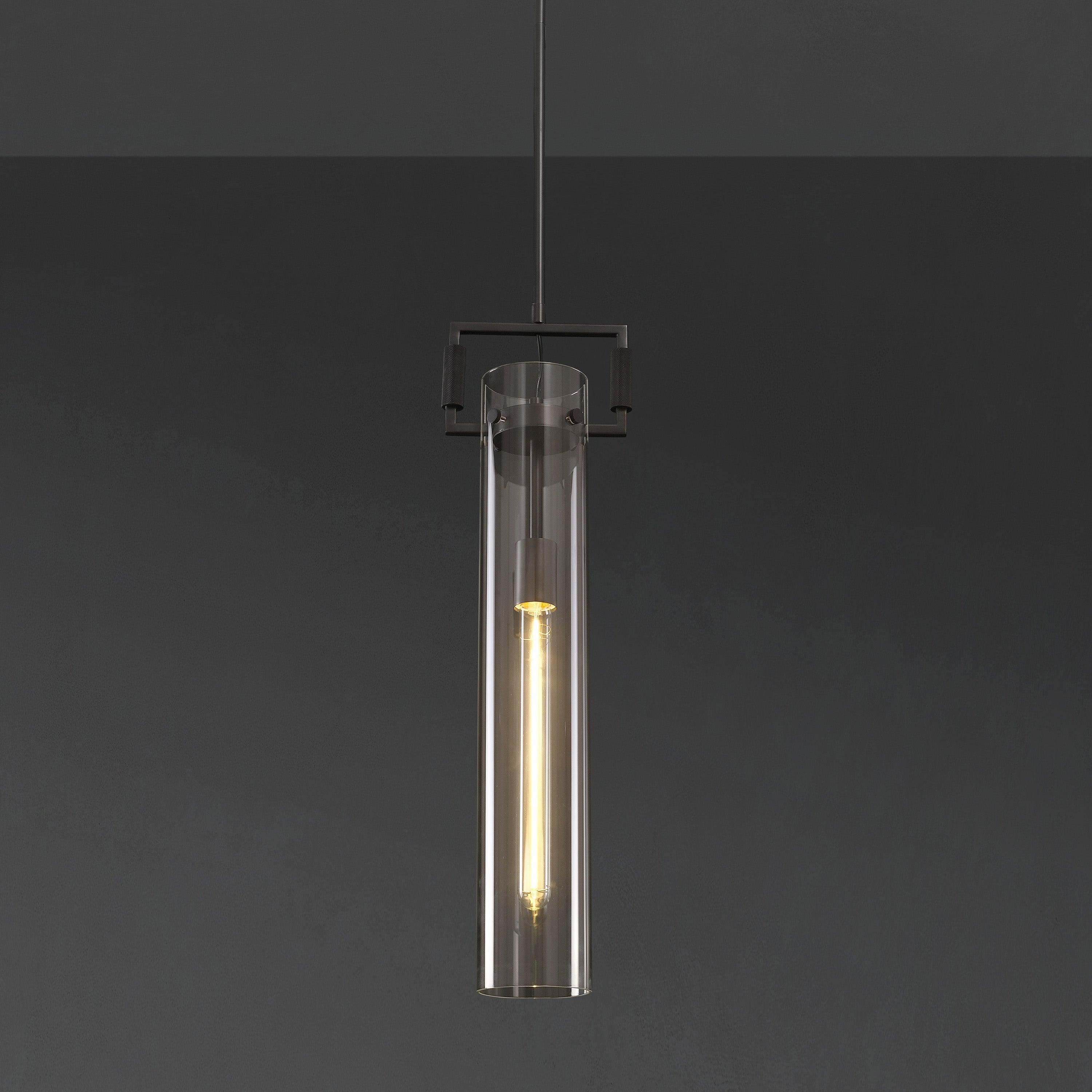 7 Inch Clear Glass Cylinder Pendant Light - Machinist