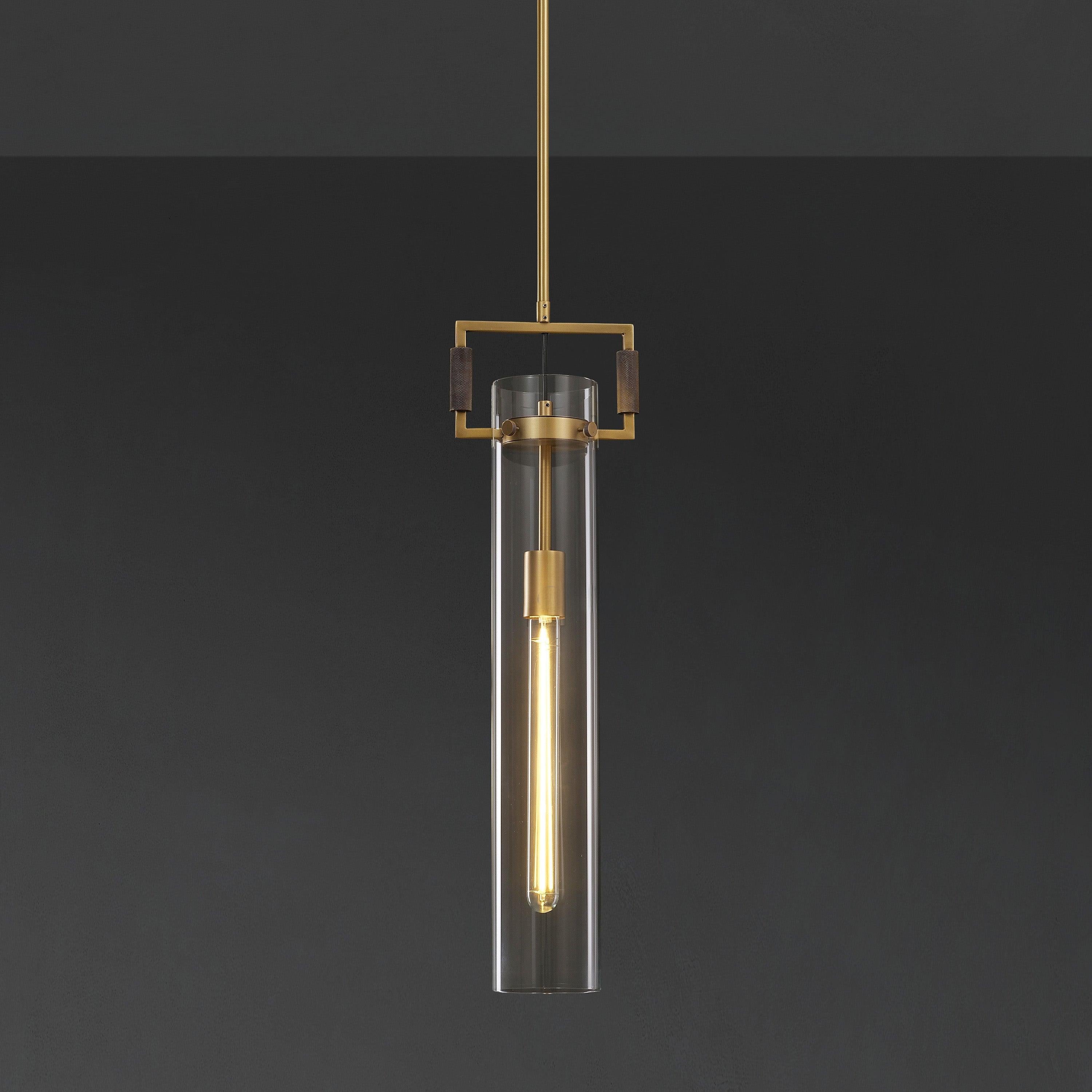 7 Inch Clear Glass Cylinder Pendant Light - Machinist