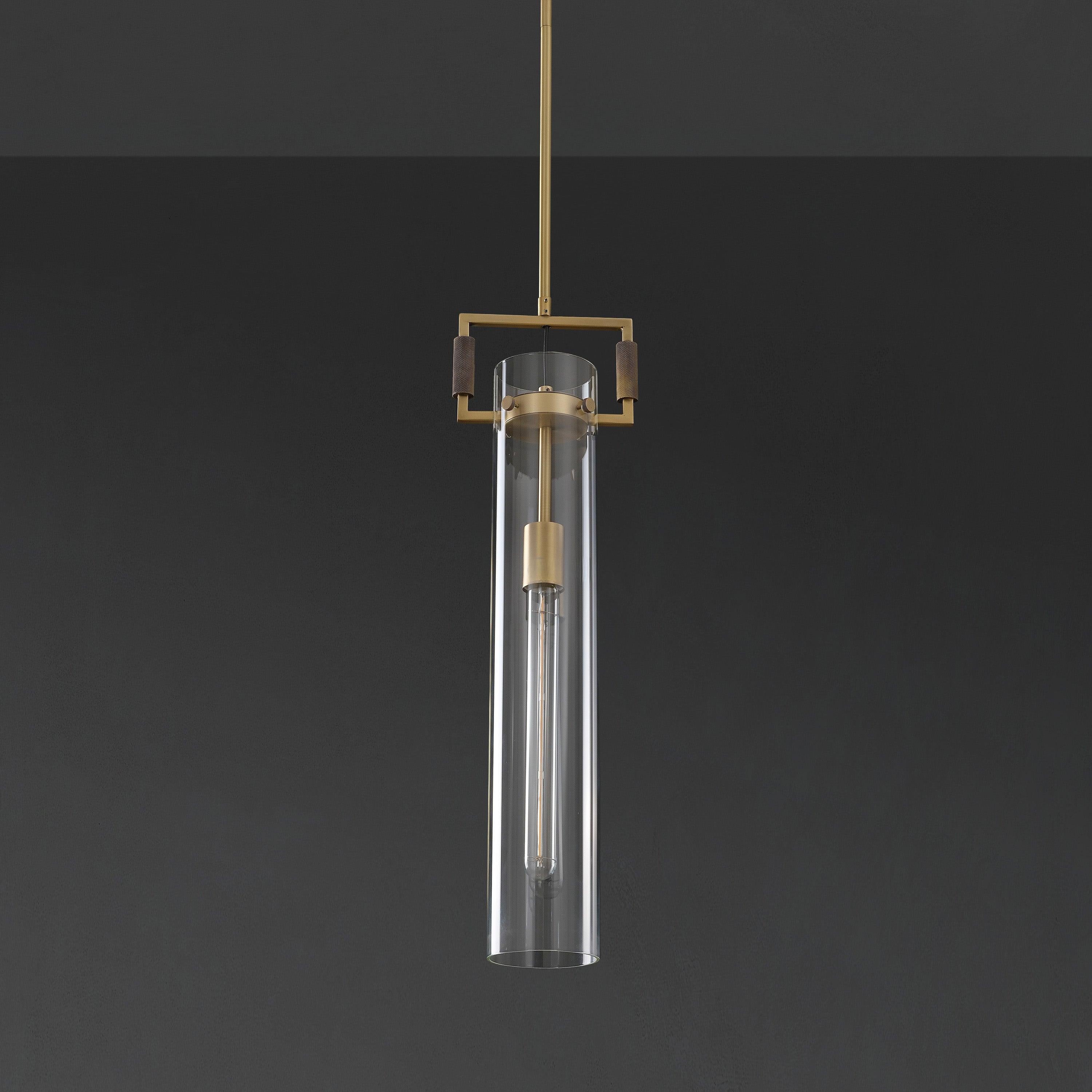 7 Inch Clear Glass Cylinder Pendant Light - Machinist