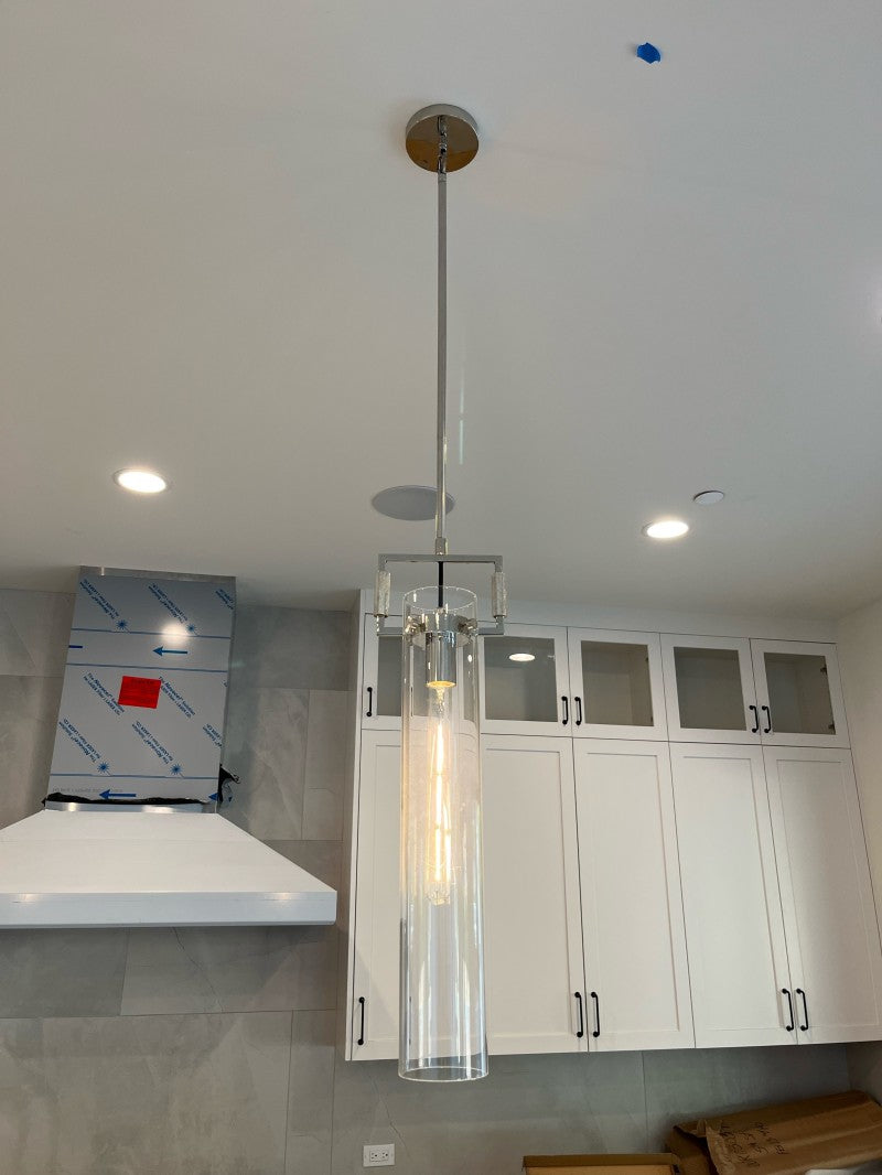 7 Inch Clear Glass Cylinder Pendant Light - Machinist