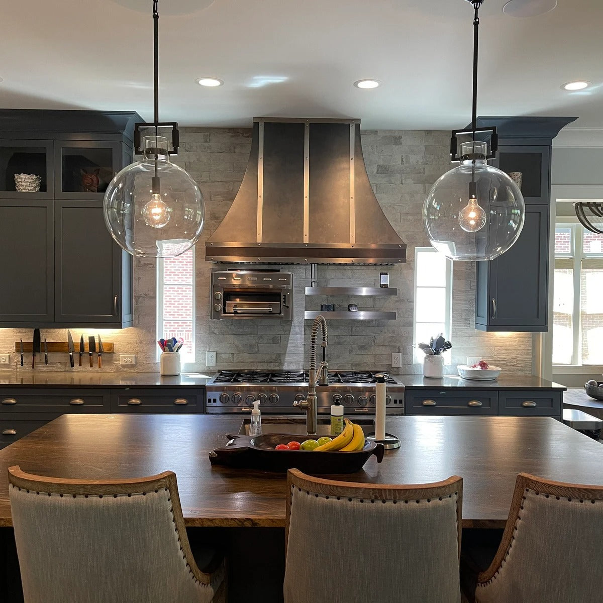 14 Inch Clear Glass Globe Pendant Light - Machinist