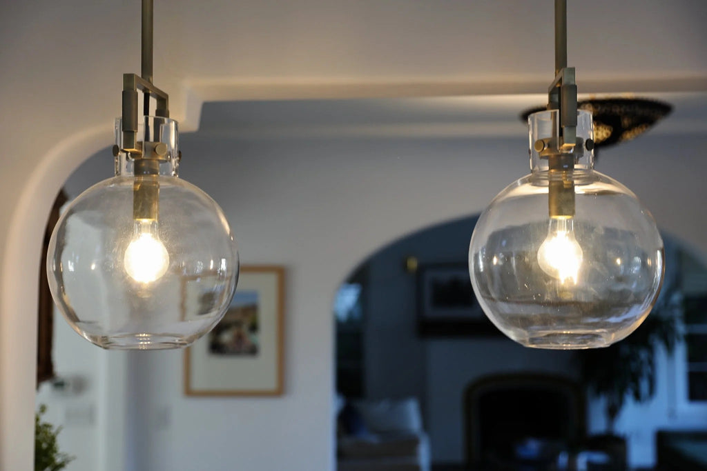 14 Inch Clear Glass Globe Pendant Light - Machinist