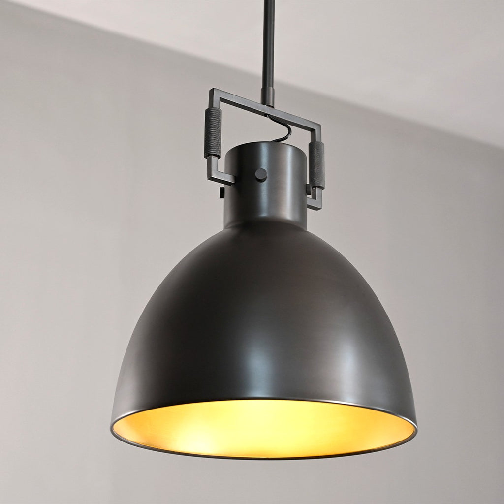 14 Inch Brass Dome Pendant Light - Machinist