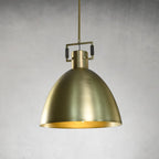 18 Inch Brass Dome Pendant Light - Machinist