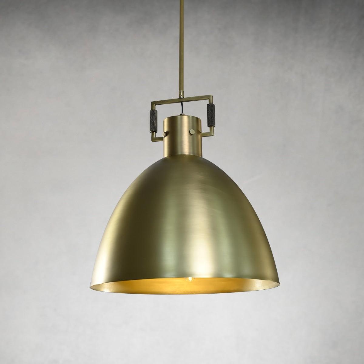 18 Inch Brass Dome Pendant Light - Machinist