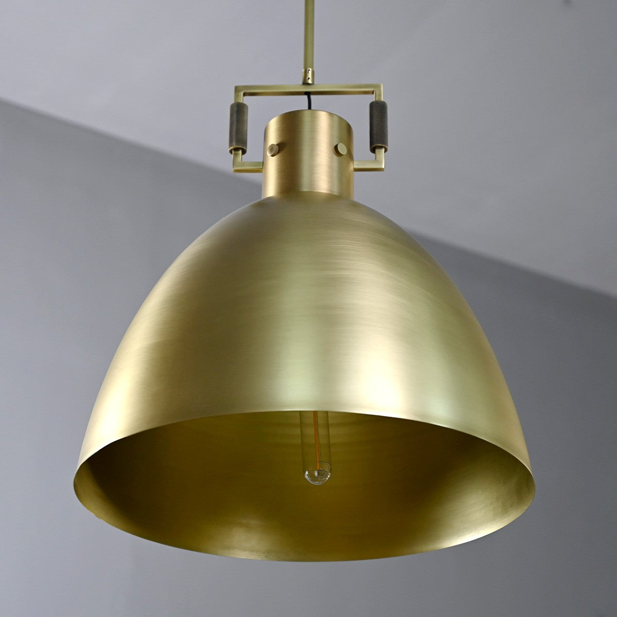 18 Inch Brass Dome Pendant Light - Machinist