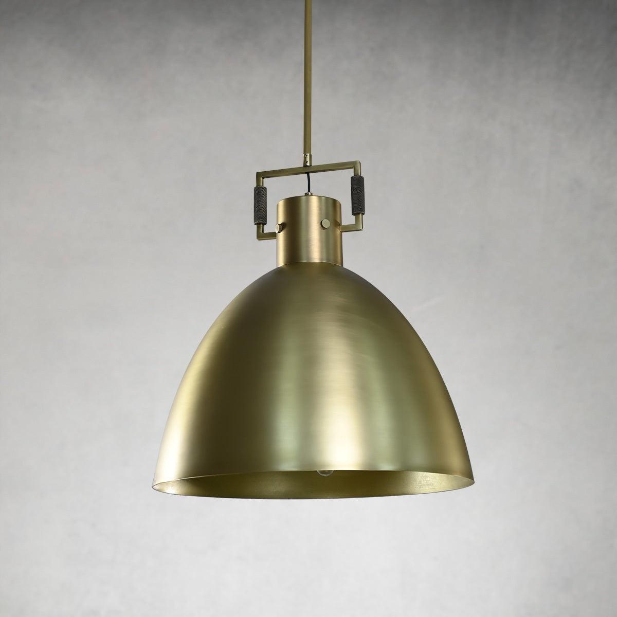18 Inch Brass Dome Pendant Light - Machinist