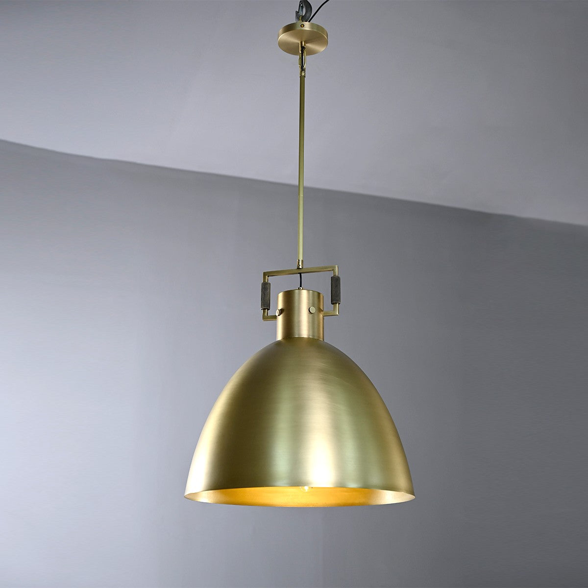 18 Inch Brass Dome Pendant Light - Machinist