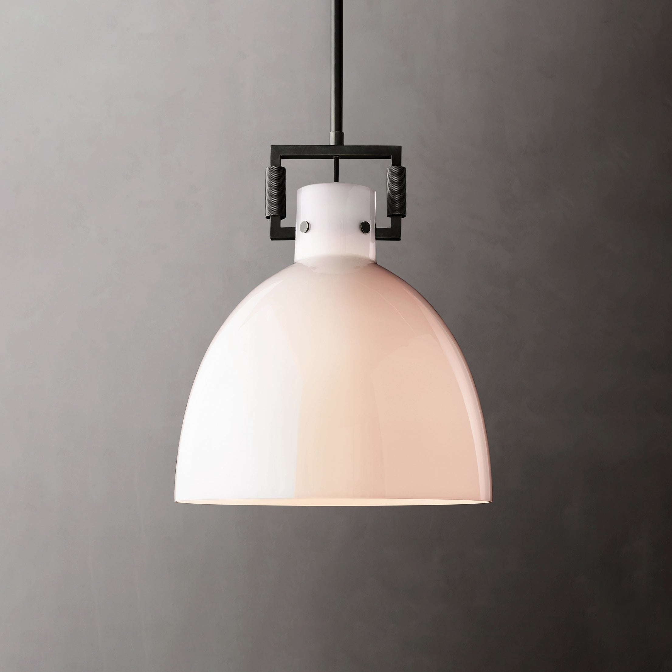 14 Inch Milk Glass Dome Pendant Light - Machinist