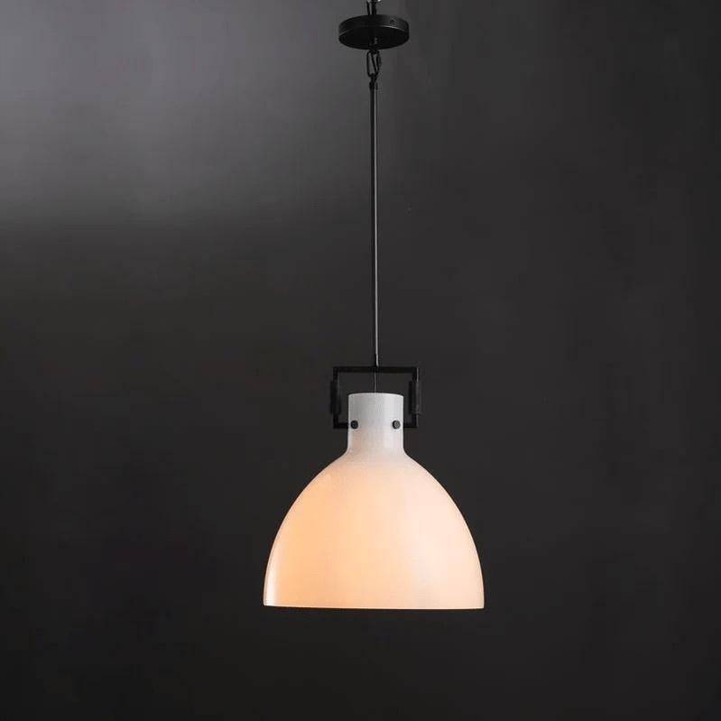 14 Inch Milk Glass Dome Pendant Light - Machinist