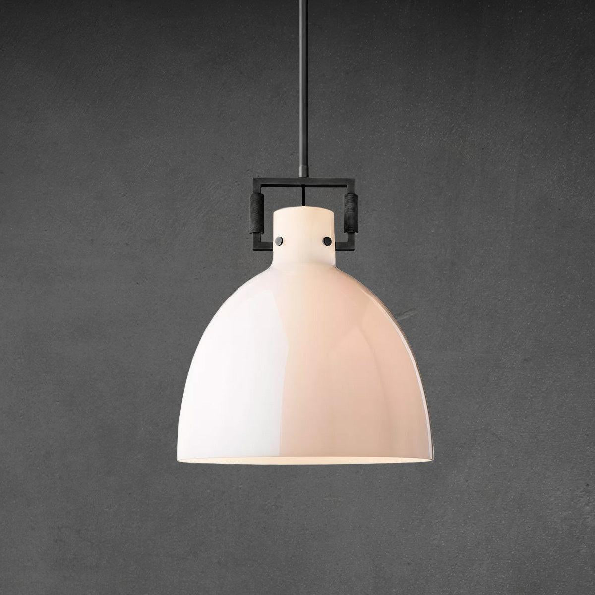 18 Inch Milk Glass Dome Pendant Light - Machinist