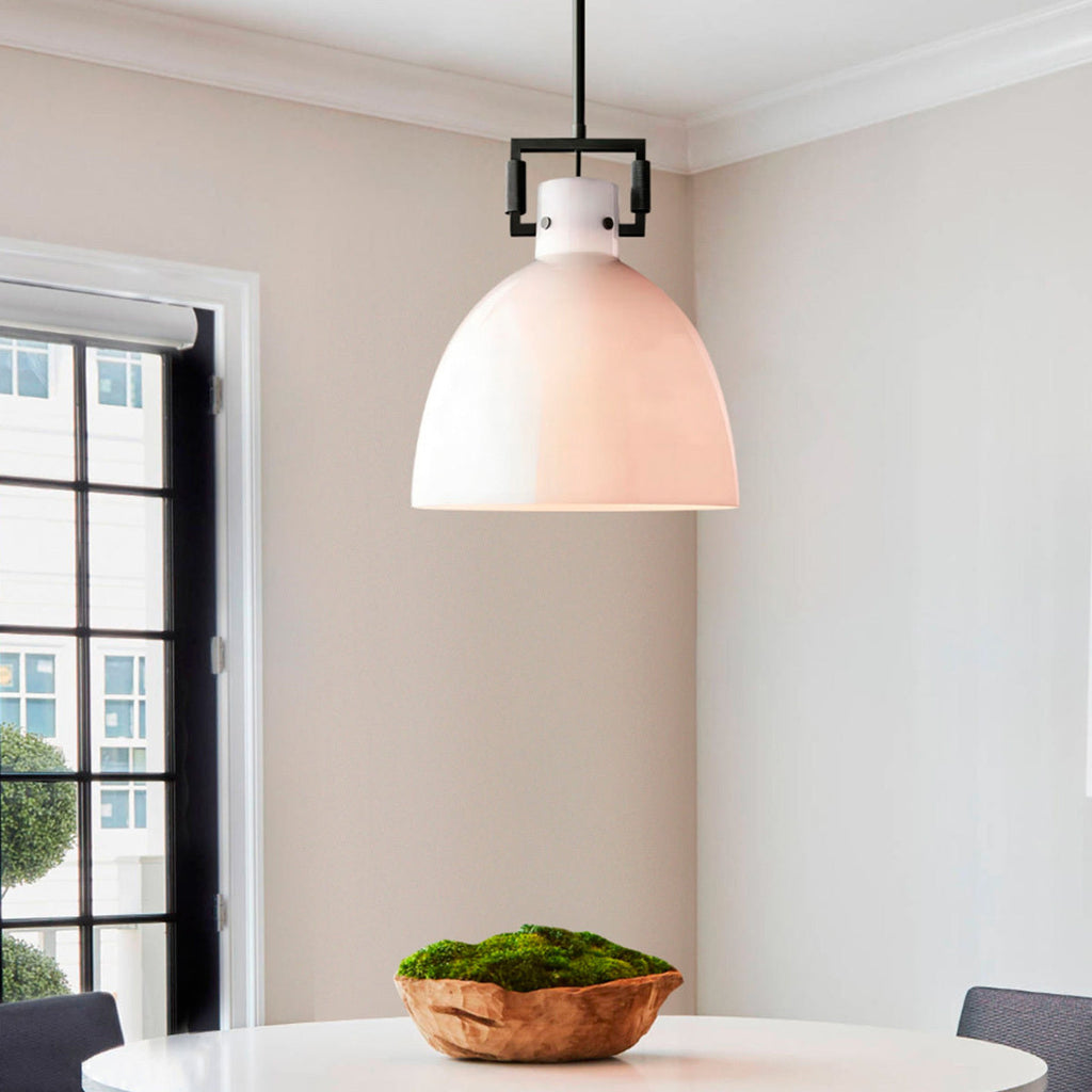 18 Inch Milk Glass Dome Pendant Light - Machinist