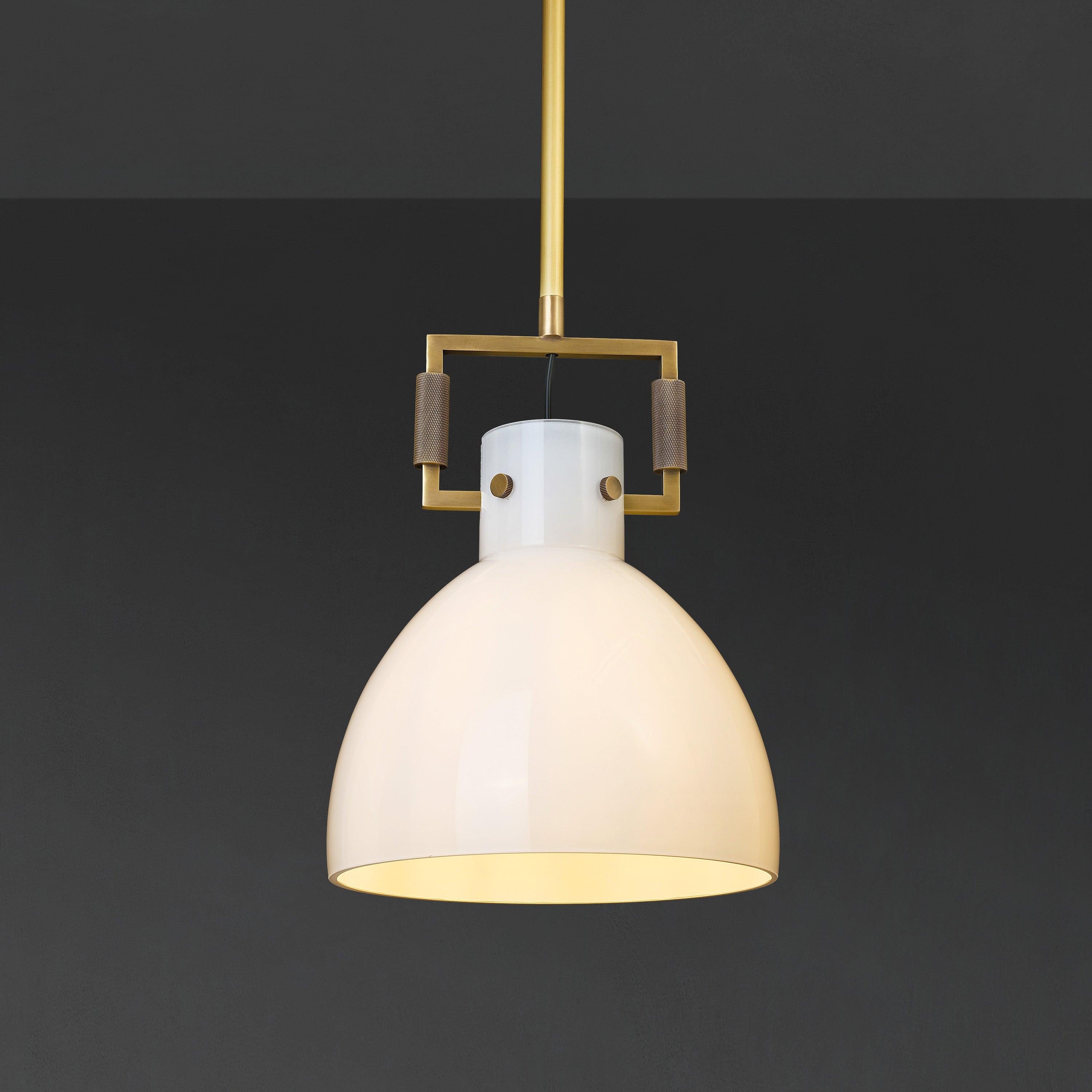 10 Inch Milk Glass Dome Pendant Light - Machinist