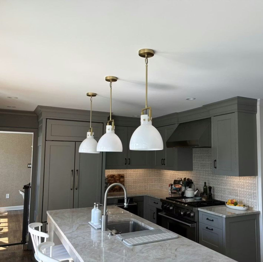 14 Inch Milk Glass Bell Pendant Light - Machinist