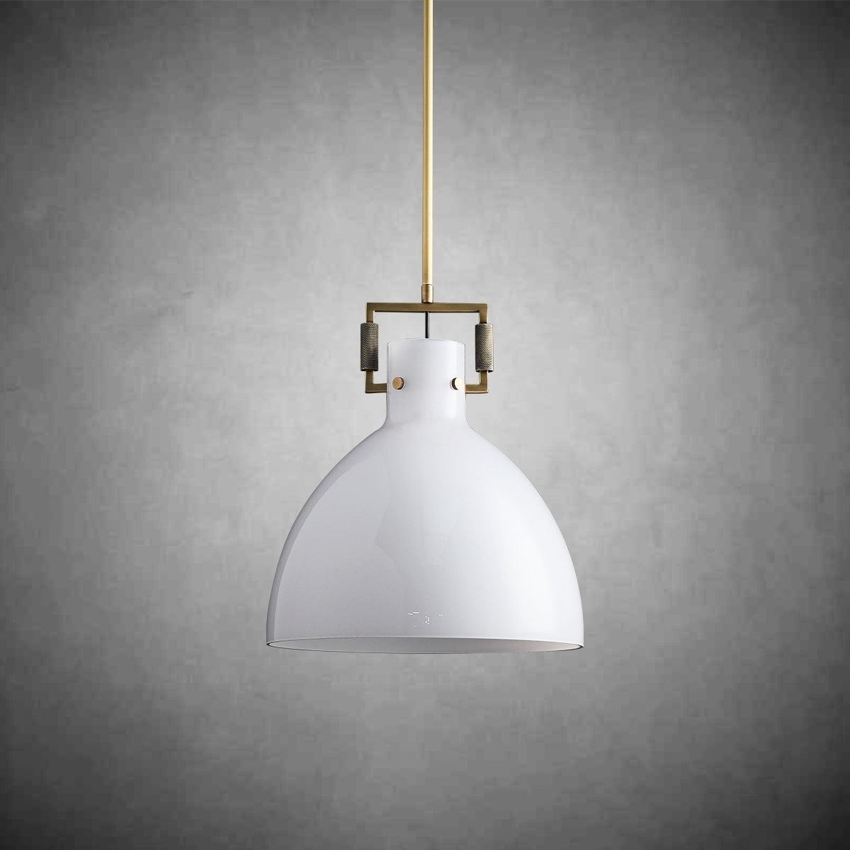 14 Inch Milk Glass Dome Pendant Light - Machinist