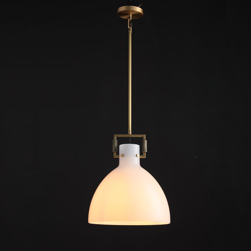 14 Inch Milk Glass Dome Pendant Light - Machinist