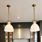 14 Inch Milk Glass Dome Pendant Light - Machinist