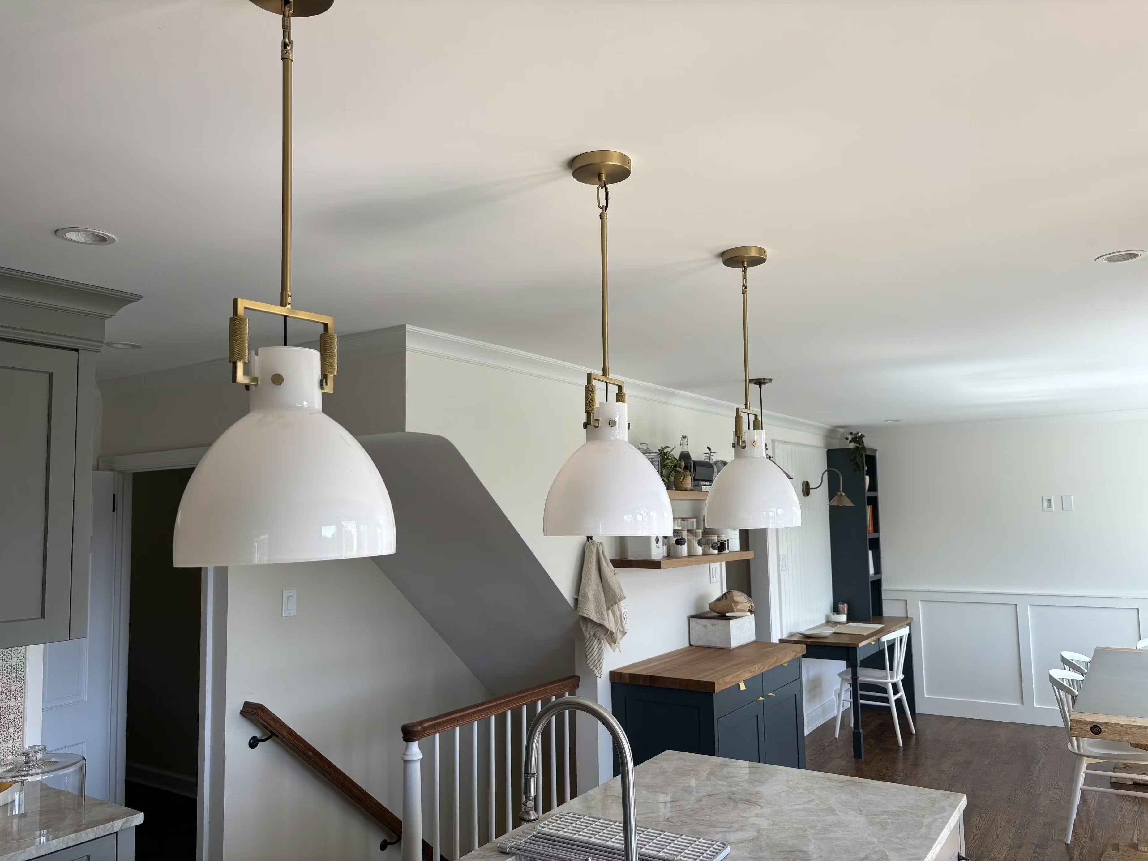 14 Inch Milk Glass Bell Pendant Light - Machinist